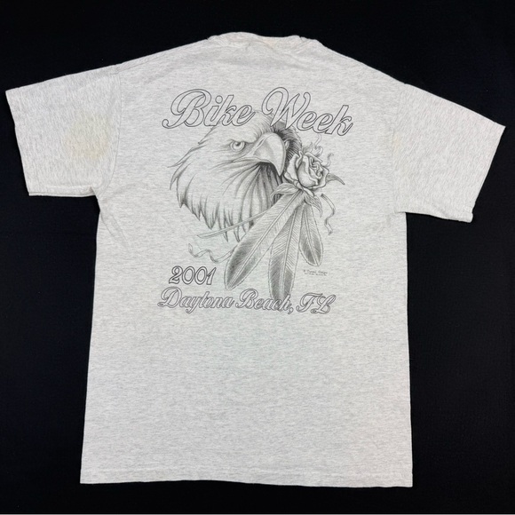 Vtg 2001 Bike Week Mens T-Shirt Sz Medium Y2K Double Sided Eagle Rose B2 - Picture 2 of 11